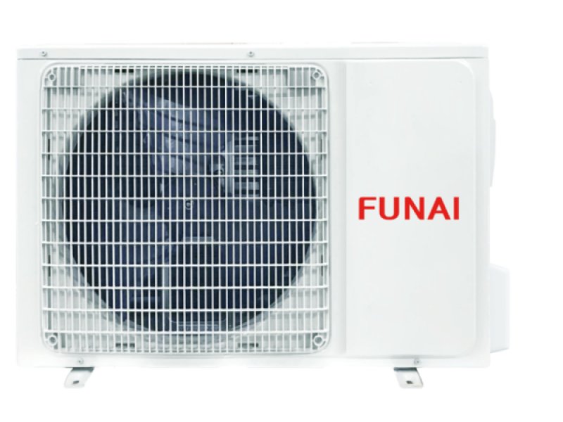 Funai Shogun RAC-SG20HP.D05 наружный блок — вентилятор, решётка и логотип Funai