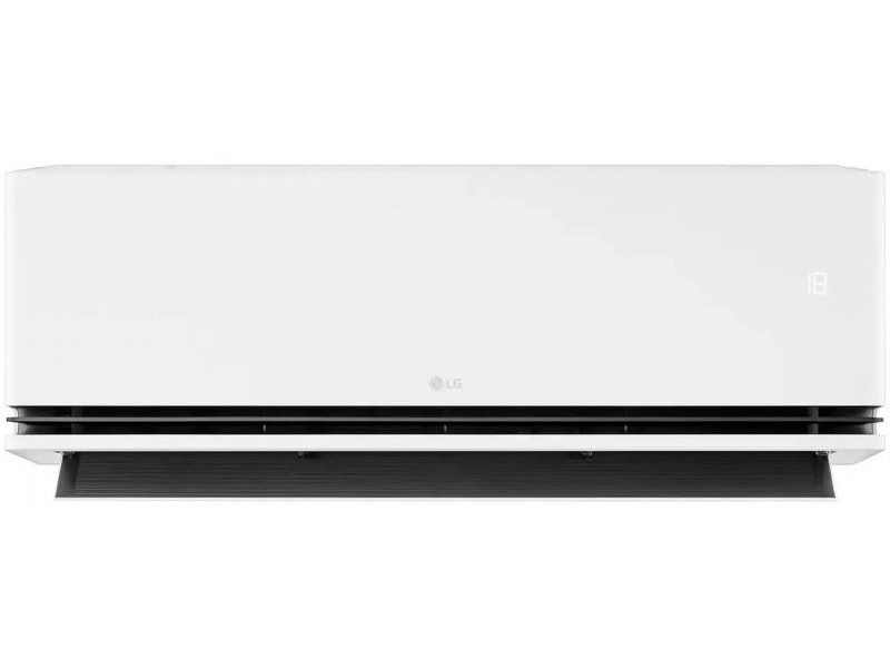 LG Deluxe Pro H09S1D внутренний блок — горизонтальная ориентация, белый корпус с чёрной панелью и дренажным поддоном