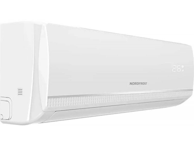 Nordfrost I 18 QUB вид сбоку — тонкий профиль корпуса, цифровой дисплей 28°, боковые кнопки управления