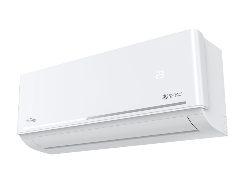 Royal Clima RCI-FCE35HN боковой вид внутреннего блока тонкий современный дизайн логотип