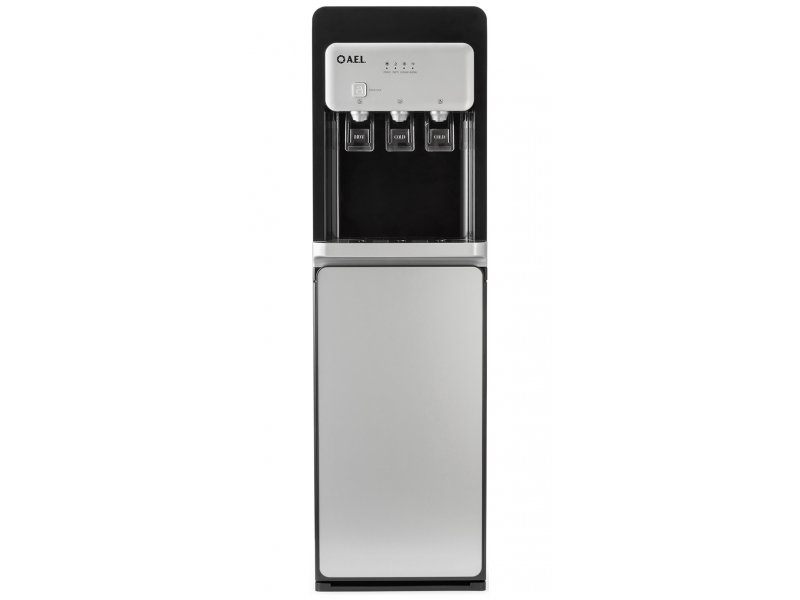 AEL LD-AEL-806a черный серебристый — напольный кулер с нижней загрузкой и тремя кранами, общий вид