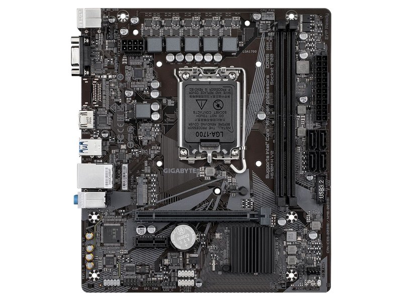 GIGABYTE Ultra Durable H610M H V2 — вид платы с разъёмом LGA 1700 и слотами DDR5