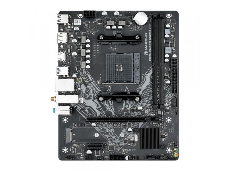 Maxsun MS-Challenger A520M-K WIFI материнская плата AM4 mATX вид сверху