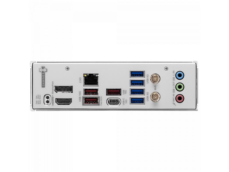 MSI B850 Gaming Plus WiFi6E — задняя панель с портами HDMI, DisplayPort, USB и кнопкой Flash BIOS