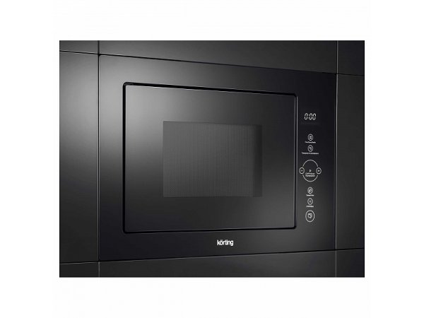 Korting KMI 825 TGN фронтальный вид встроена в кухонный фасад чёрный корпус закрытая дверца