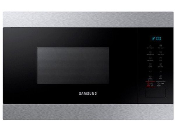 Samsung MG22M8074AT встраиваемая микроволновая печь с грилем — вид спереди, синий дисплей и сенсорная панель