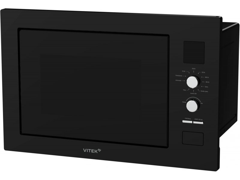 Vitek VBMW 2540 BG боковой профиль встраиваемой печи — видна глубина корпуса 36,75 см