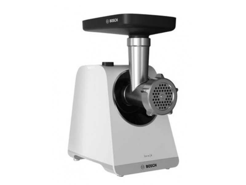 Bosch MFWS420W белый корпус мясорубки вид сбоку компактные размеры