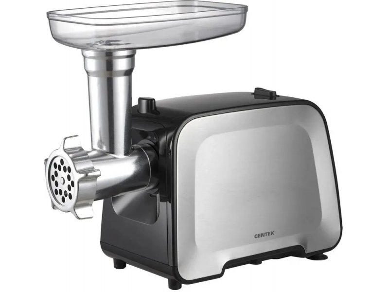 Centek CT-1604 мясорубка серая &mdash; вид спереди на корпус и горловину