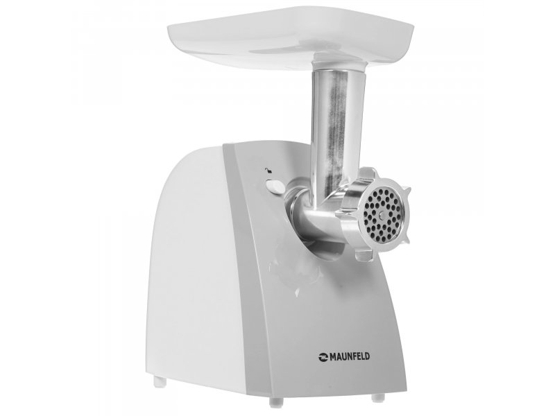 Maunfeld MMG231W белая электрическая мясорубка с металлическим шнеком и лотком для загрузки