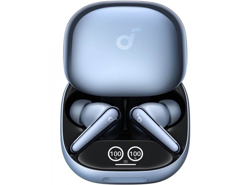 Soundcore Liberty 4 Pro &mdash; наушники в открытом кейсе, расположение в зарядных гнёздах