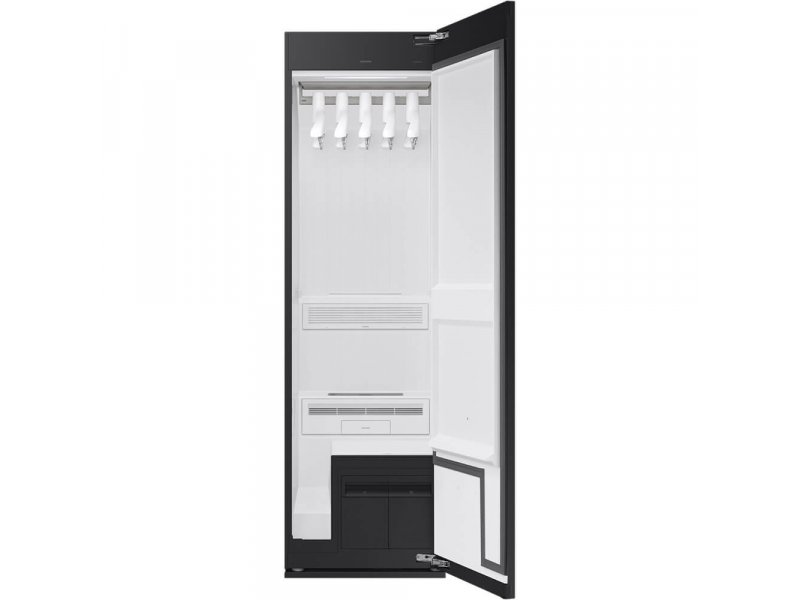 Samsung DF24CB9900CRLP AirDresser &mdash; внутреннее устройство: верхняя камера с вешалками, нижняя секция для хранения