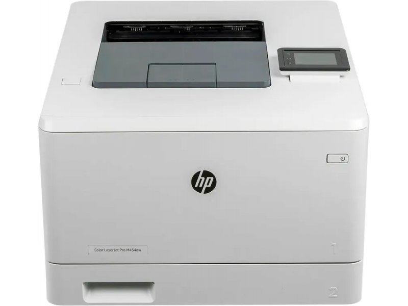 HP Color LaserJet Pro M454dw — вид сбоку, лоток подачи бумаги на 300 листов