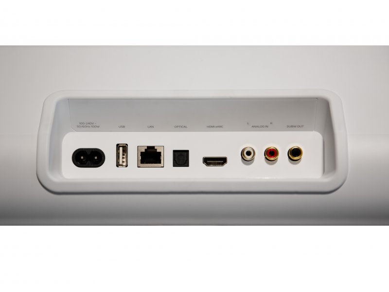 Bluesound PULSE CINEMA MINI P431 задняя панель — HDMI eARC, оптический вход, USB, LAN Ethernet, аналоговый вход, выход на сабвуфер