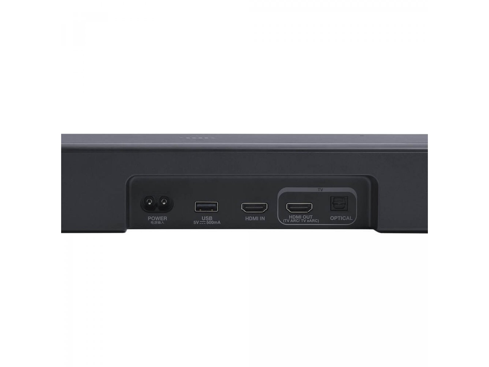 JBL Bar 500 MK2 &mdash; порты подключения: POWER, USB, HDMI IN, HDMI OUT с ARC, OPTICAL