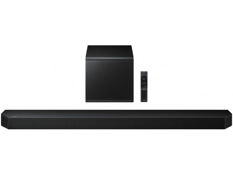 Samsung HW-Q800H вид спереди — чёрная панель 111 см с сеткой динамиков