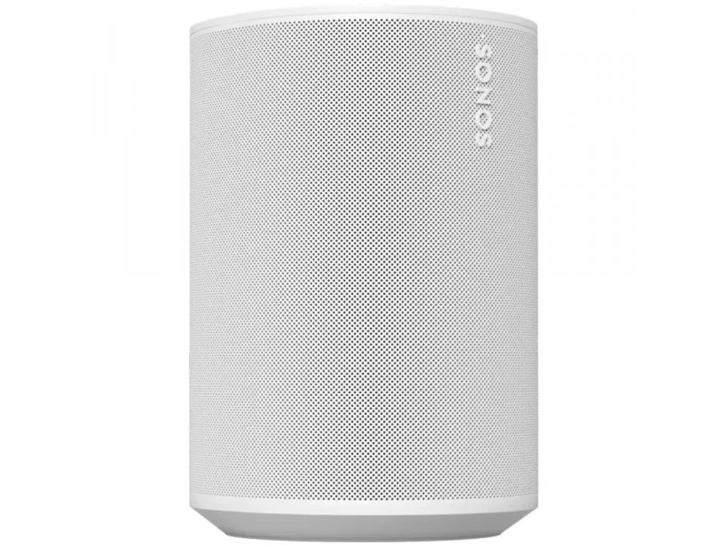 Sonos Era 100 white — боковой профиль, цилиндрический дизайн с текстурированной сеткой