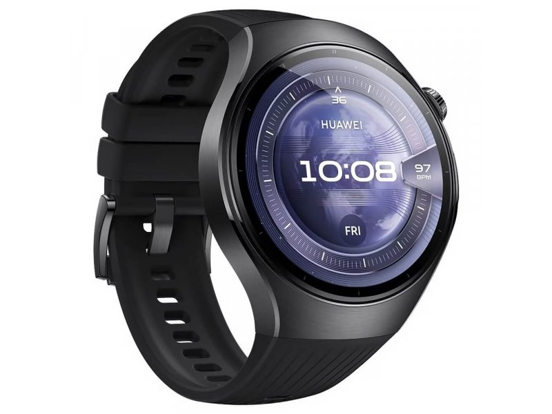 Huawei Watch 5 Rates-L19F 46mm — трёхмерный вид, боковые кнопки управления, круглый AMOLED-экран
