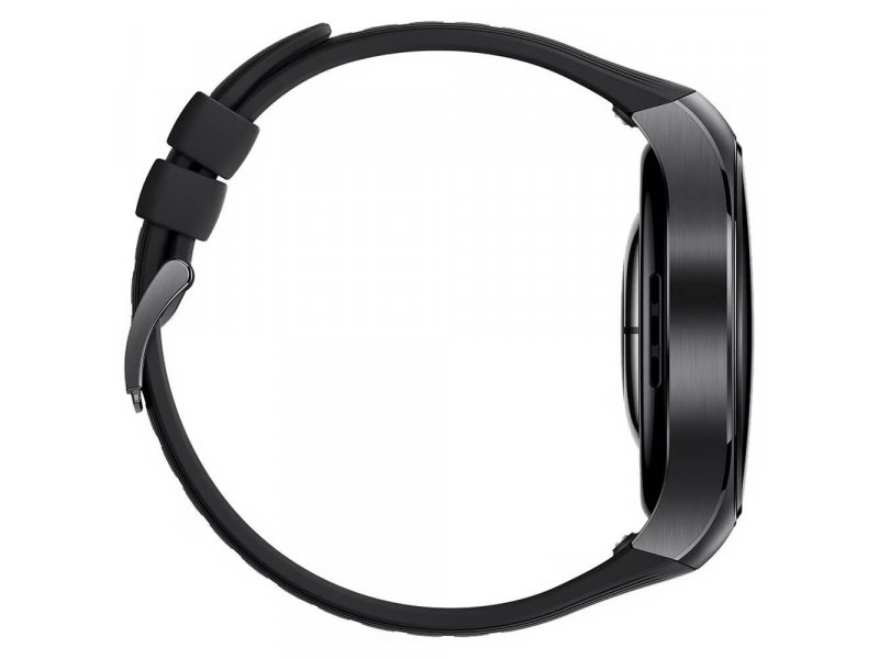 Huawei Watch 5 Rates-L19F боковой профиль справа — элегантный дизайн, чёрный корпус, цельный вид с ремешком