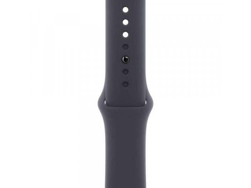 Apple Watch SE 3 2025 44mm — детальный вид ремешка из фторэластомера и боковой части алюминиевого корпуса