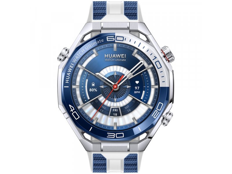 Huawei Watch Ultimate 2 &mdash; LTPO AMOLED дисплей 466x466, показывает заряд 80% и пульс 97 BPM