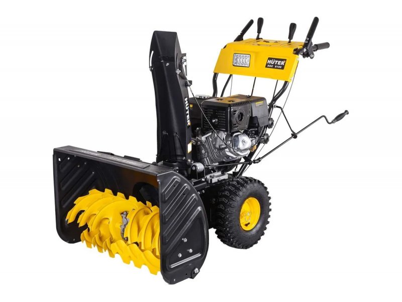 Huter SGC 8100 бензиновый снегоуборщик 13 л.с. — желтый шнек, черный корпус, регулируемые рукоятки