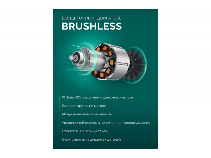 Зубр СЛА-33-41 бесщеточный двигатель Brushless внутренняя конструкция