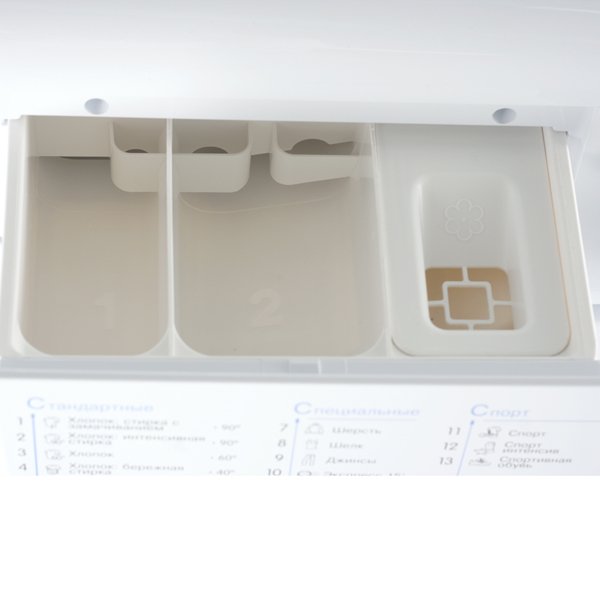 Indesit IWUB 4085 трёхсекционный лоток дозатора моющих средств &mdash; отделения для предстирки, порошка и кондиционера