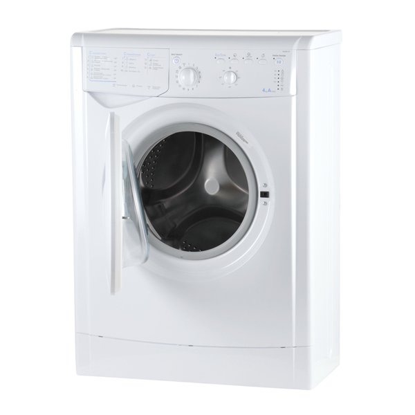 Indesit IWUB 4085 боковой профиль с открытым люком &mdash; видна глубина корпуса 33 см