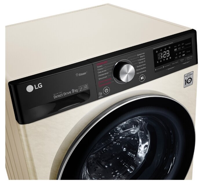 LG F4V5VS9B &mdash; чёрная панель управления с ручкой выбора программ и цифровым дисплеем