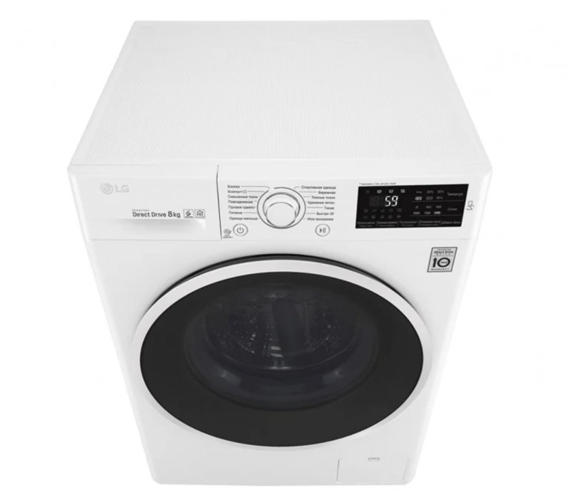 LG F2J6TN0W вид сверху под углом верхняя панель элементы управления LED-дисплей