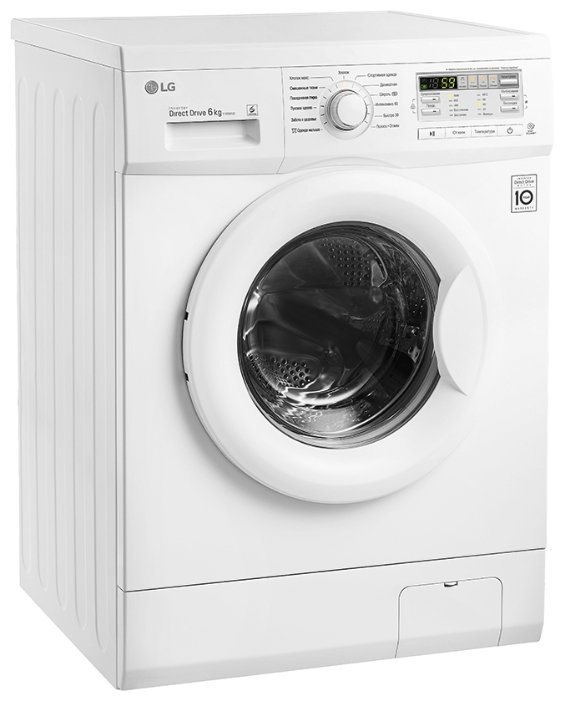 LG F10B8ND вид сбоку под углом 45&deg; &mdash; тонкий корпус с боковыми гофрированными панелями