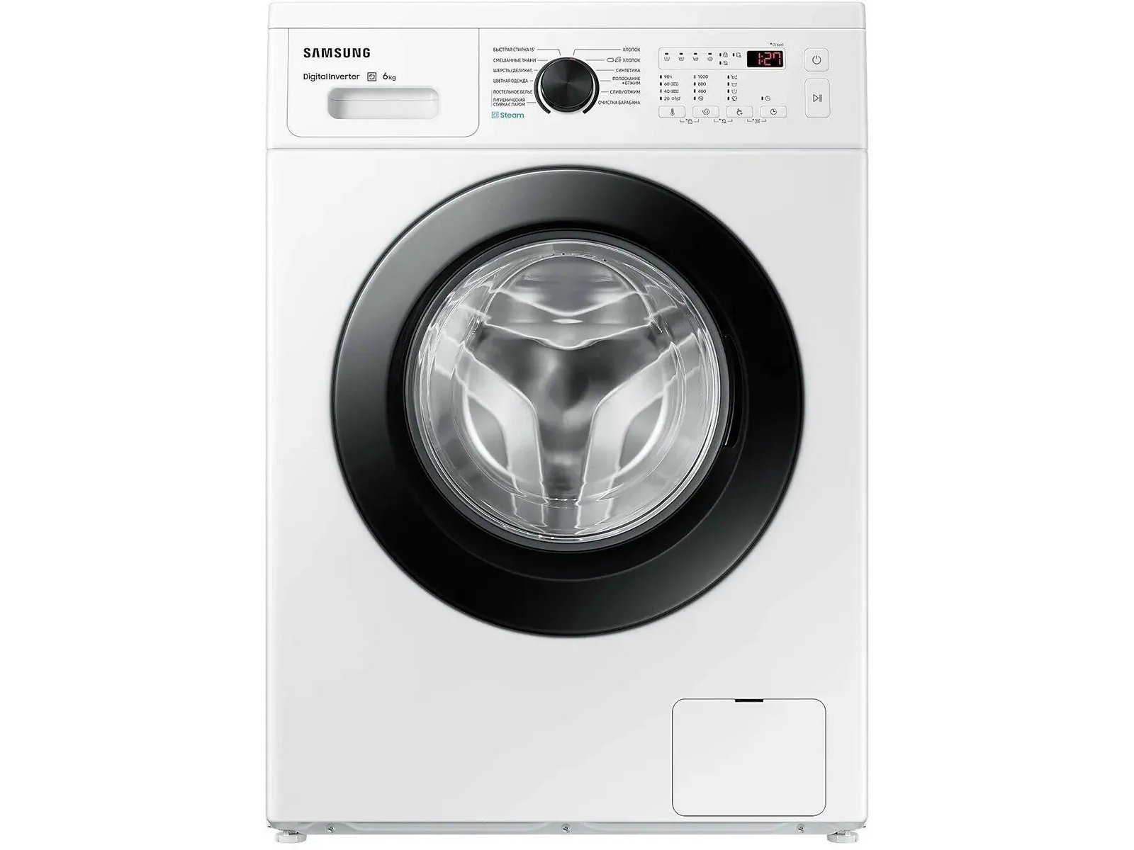 Samsung WW60AG4S00CE/LD стиральная машина Ecobubble 6 кг белый корпус чёрный люк