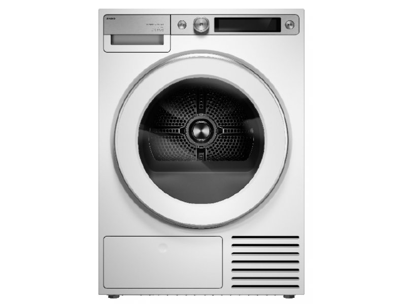 Asko T710HUXLW.P вид спереди &mdash; белый корпус, круглый люк, TFT-дисплей и панель управления
