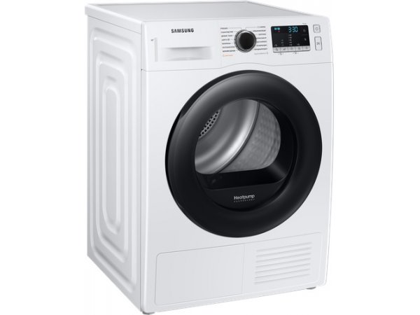Samsung DV90TA040AE боковой профиль — компактный белый корпус 60×60×85 см