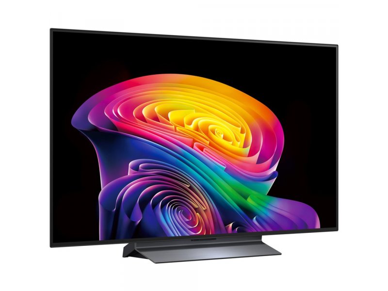 LG OLED48C6RLA &mdash; тонкий профиль 5 см, вид под углом, плоская панель на металлической подставке