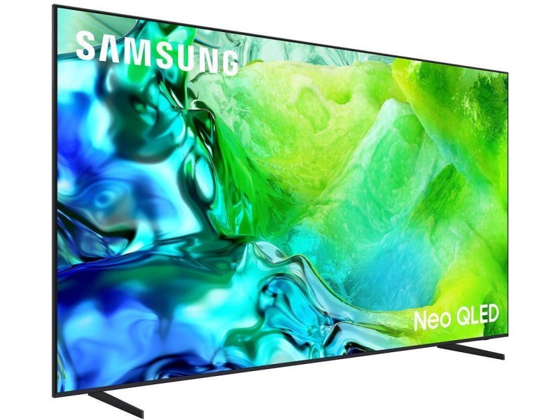 Samsung QE55QN80H &mdash; боковой вид под углом 45&deg;, тонкий профиль корпуса