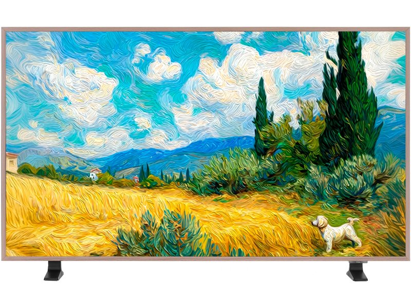 TCL 43A400 Pro — вид спереди на подставке, экран включён, QLED 4K 43 дюйма