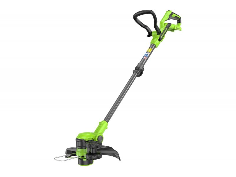 Greenworks G24LT301 аккумуляторный триммер зелёно-чёрная расцветка прямая штанга D-образная рукоятка