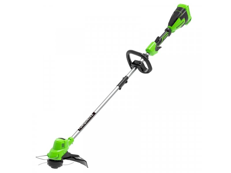 Greenworks GD40LT аккумуляторный триммер общий вид с аккумулятором 8 Ач