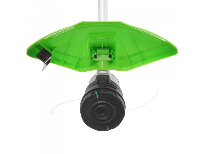 Greenworks GD60BCBK4 режущая головка с леской — зелёный защитный кожух, катушка, вид сверху