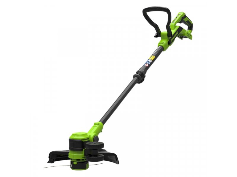 Greenworks ST3002 аккумуляторный триммер с бесщёточным двигателем, прямая штанга, D-образная рукоятка, леска внизу