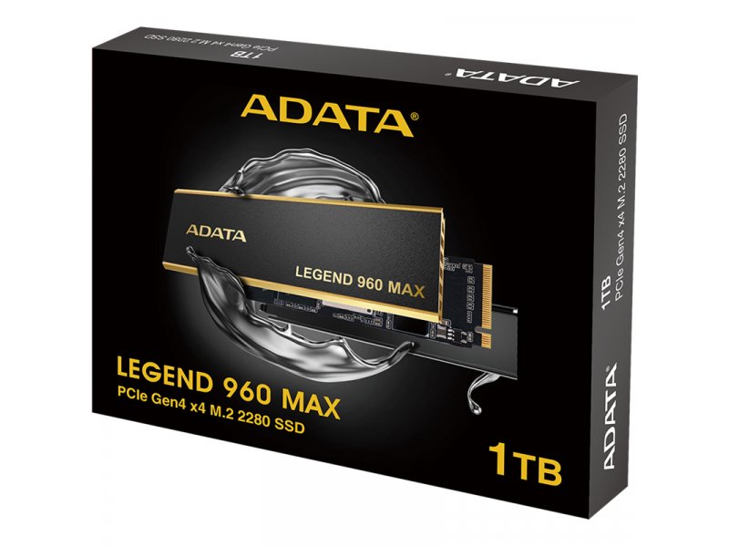 ADATA Legend 960 Max 1TB &mdash; упаковка с накопителем, спецификации PCIe Gen4 M.2 2280 1TB
