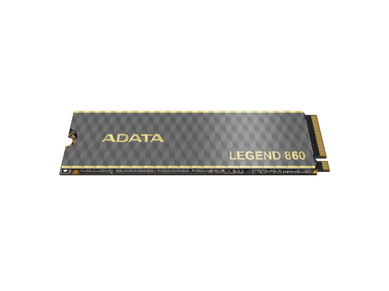ADATA Legend 860 вид сверху под углом с видимыми контактами и ключом M на нижней части накопителя