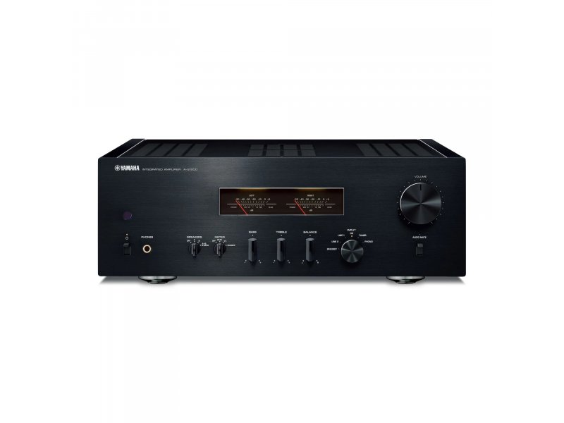 Yamaha A-S1200 Black — фронтальная панель с регулятором громкости и стрелочным индикатором