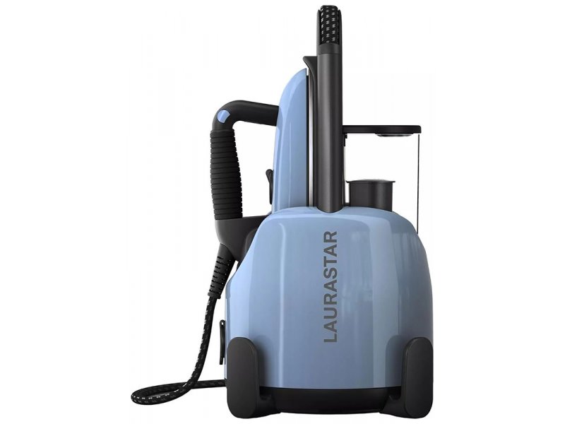 Laurastar Lift ue Blue Sky парогенератор голубой вид сбоку компактная конструкция с шлангом подачи пара