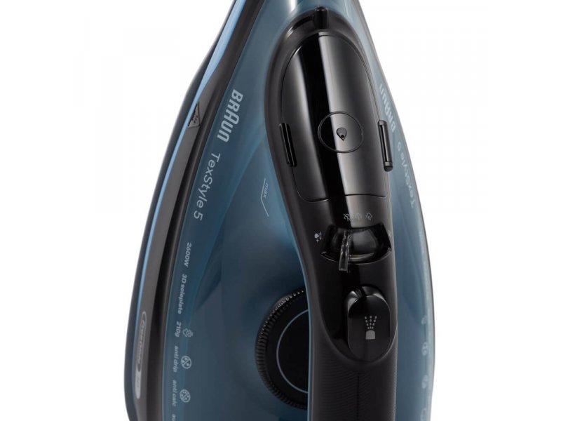 Braun SI5256BL боковой профиль утюга, заострённая форма и органы управления