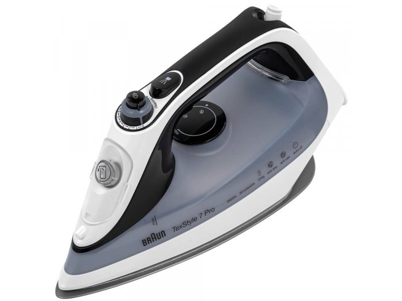 Braun SI7149WB белый черный утюг с алюминиевой подошвой вид спереди