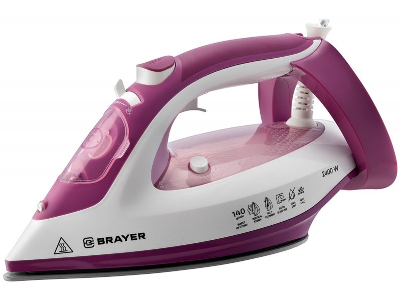 Brayer BR4006 розовый паровой утюг с керамической подошвой общий вид