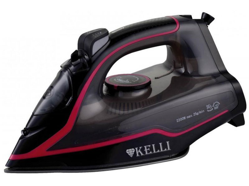 Kelli KL-1646 черный утюг с керамической подошвой, вид сбоку